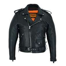 Premium Cowhide Leather Classic Black Police Motorcycle Jackets