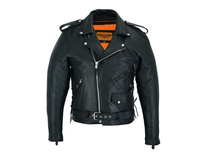 Premium Cowhide Leather Classic Black Police Motorcycle Jackets