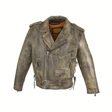 Premium Cowhide Leather Classic Tan Police Motorcycle Jackets