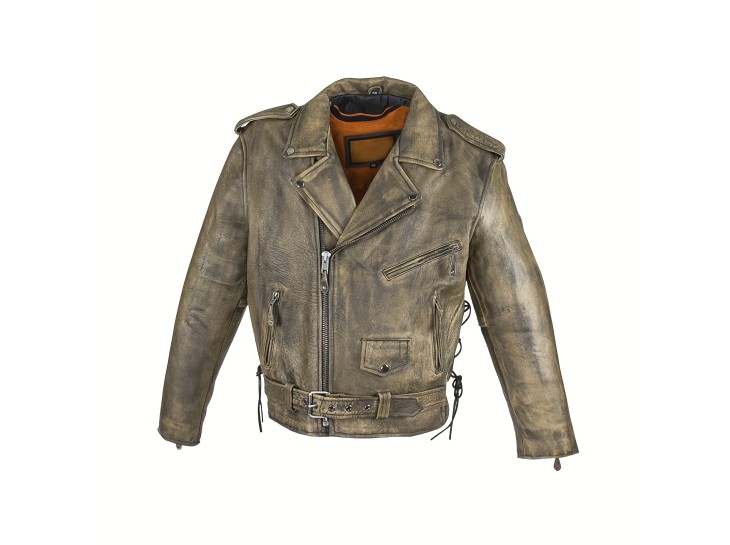 Premium Cowhide Leather Classic Tan Police Motorcycle Jackets